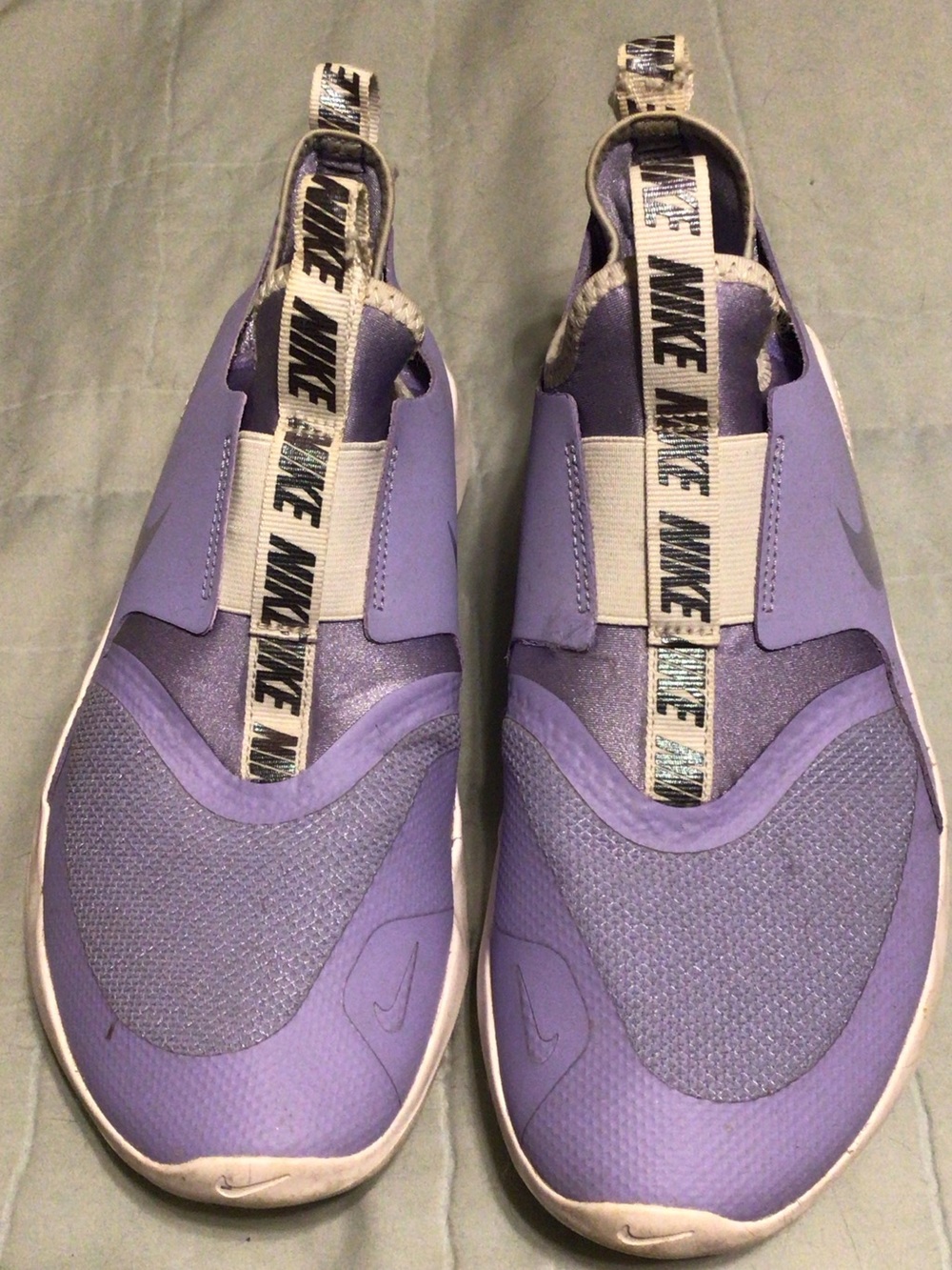 Nike Lavender Slip-On Athletic Shoes with White Logo Strap